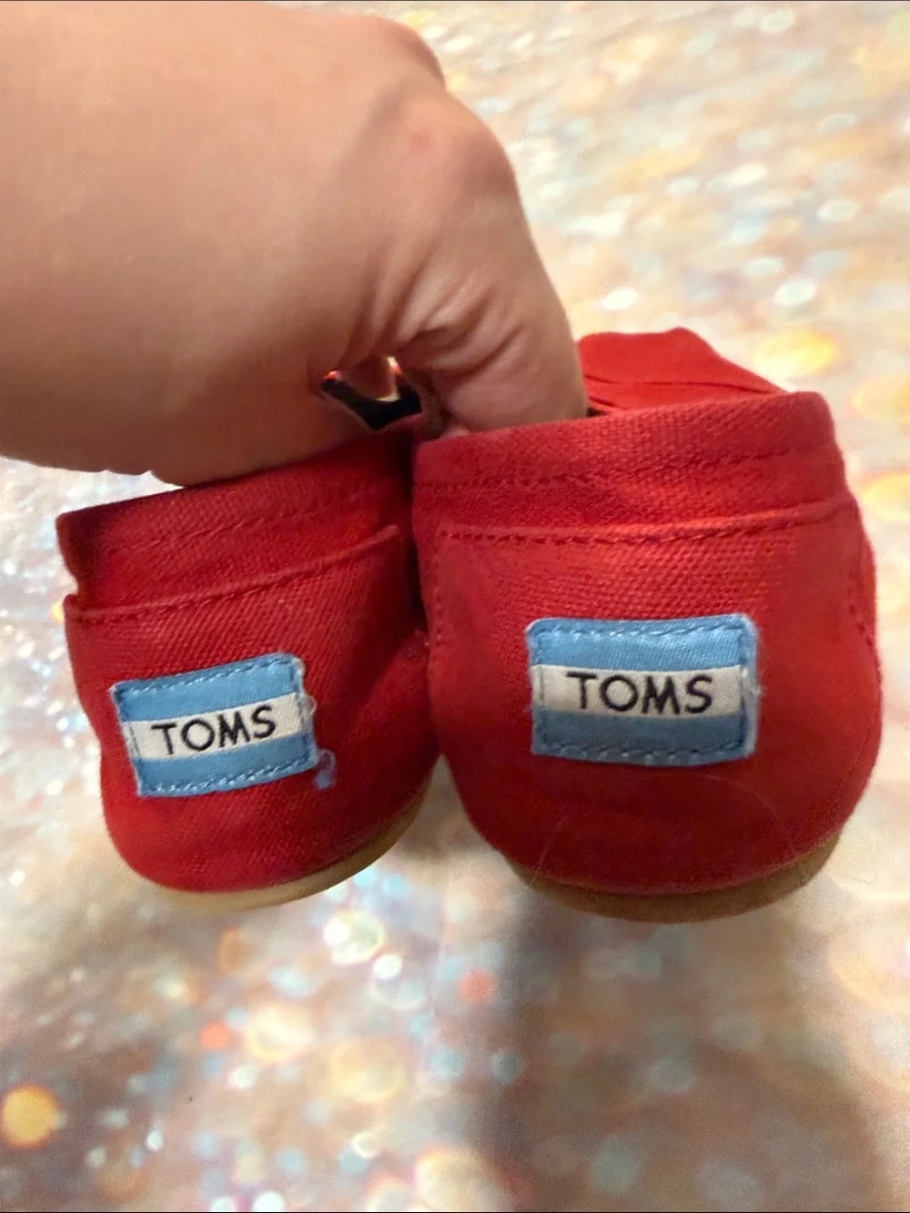 Toms Red Canvas Slip-On Flats 8 - Picture 5 of 5